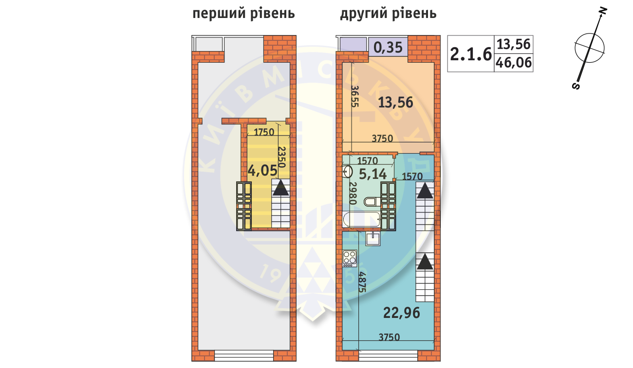 1-комнатная 46.06 м² в ЖК Twin House от 23 765 грн/м², Киев