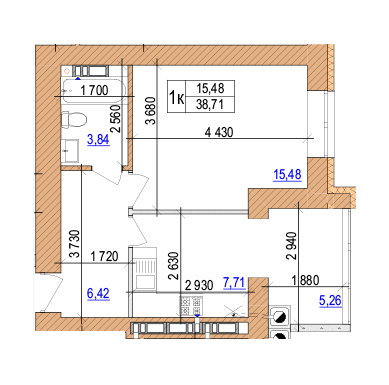 1-комнатная 38.71 м² в ЖК AGAM от 30 000 грн/м², с. Крюковщина