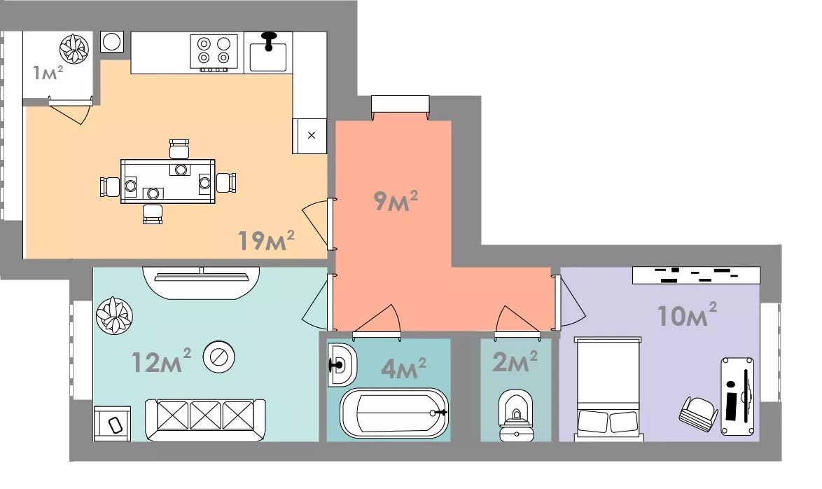 2-комнатная 58 м² в ЖК Евромисто от 18 500 грн/м², с. Крюковщина