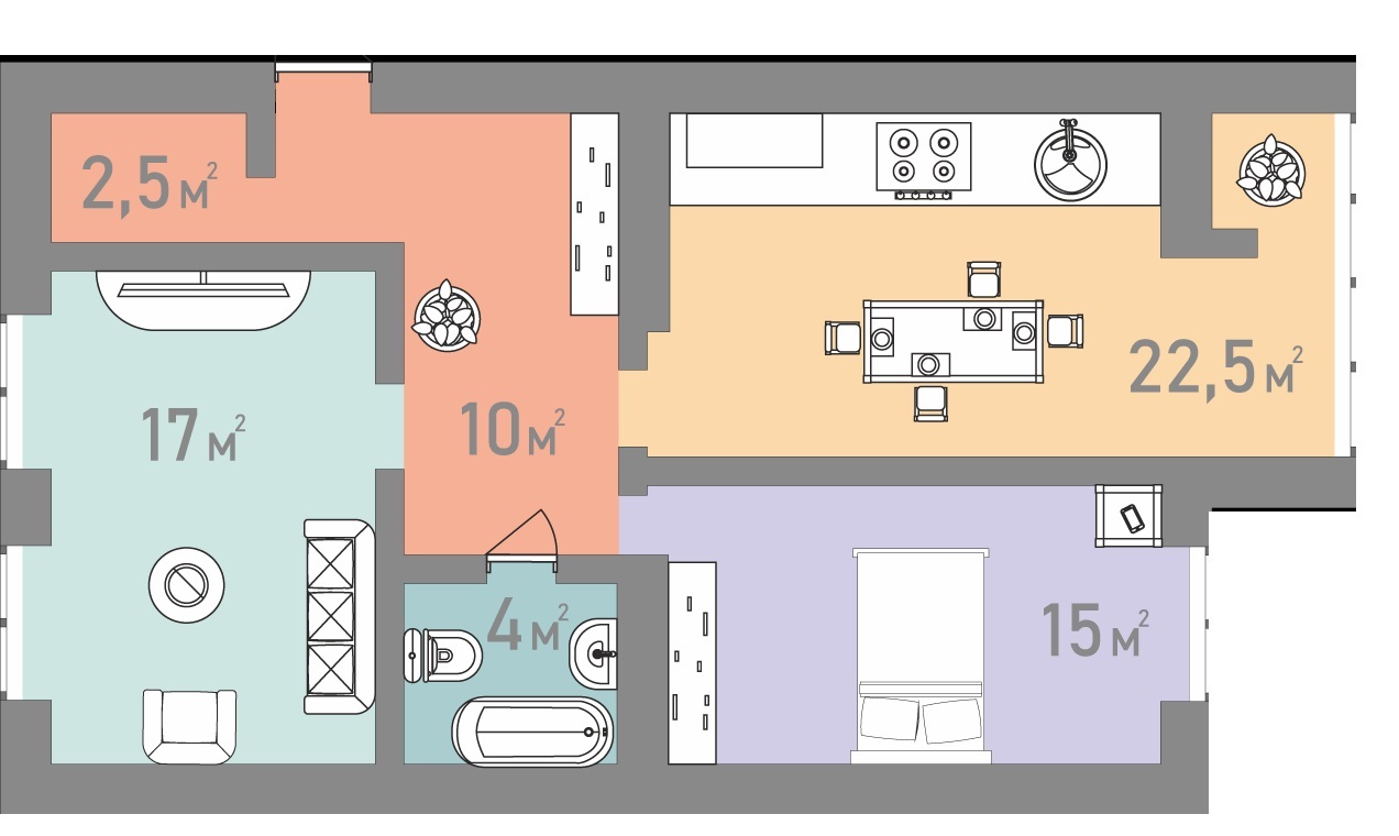 2-комнатная 71 м² в ЖК Евромисто от 23 000 грн/м², с. Крюковщина