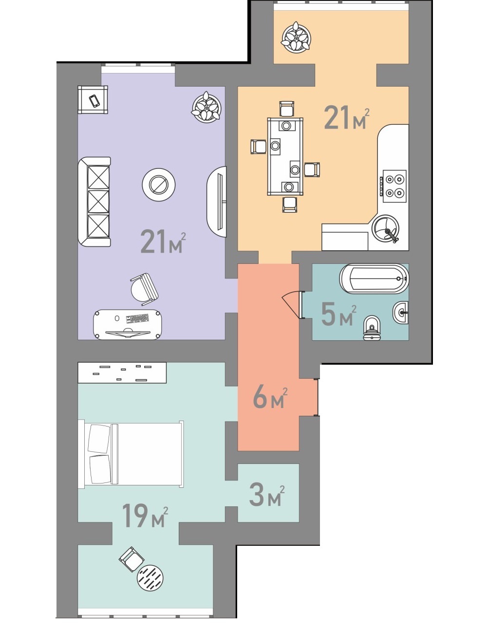 2-комнатная 75 м² в ЖК Евромисто от 18 500 грн/м², с. Крюковщина