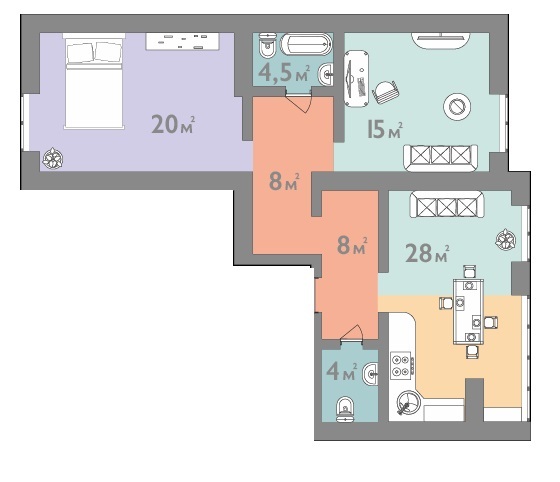 3-комнатная 87.5 м² в ЖК Евромисто от 26 000 грн/м², с. Крюковщина