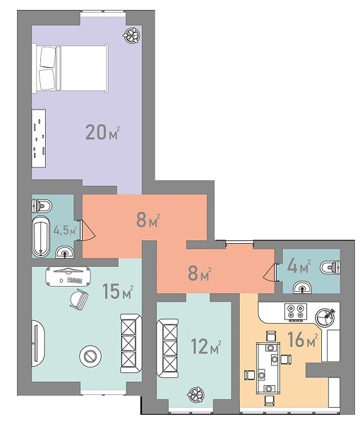 3-кімнатна 87.5 м² в ЖК Евромісто від 18 500 грн/м², с. Крюківщина