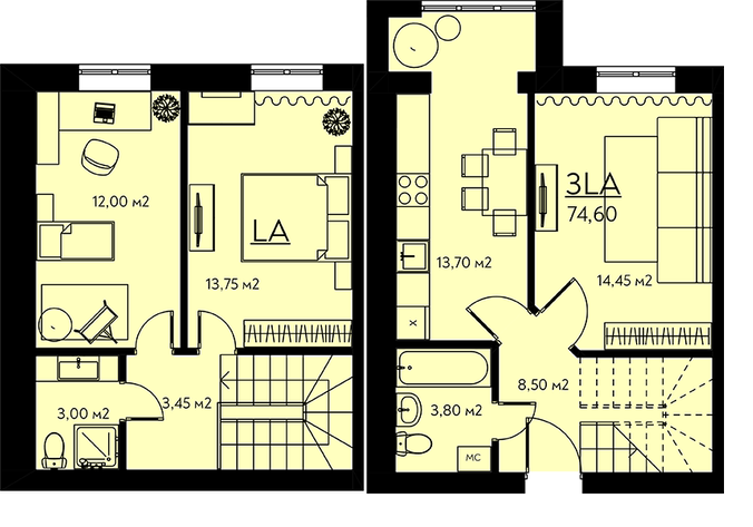Двухуровневая 74.6 м² в ЖК Молодежный городок от 14 500 грн/м², с. Крюковщина