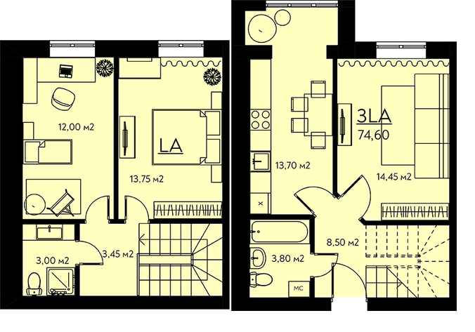 Дворівнева 74.6 м² в ЖК Молодіжне містечко від 14 500 грн/м², с. Крюківщина