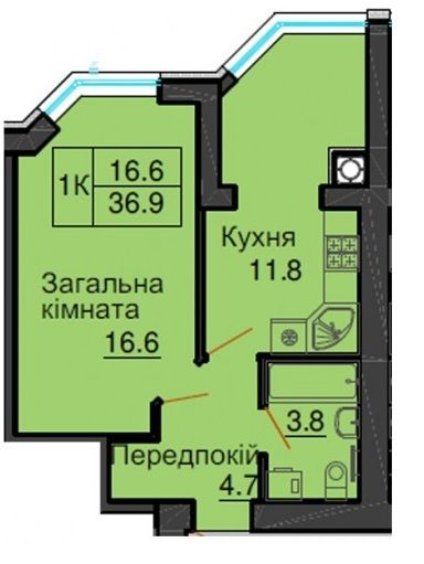 1-кімнатна 36.9 м² в ЖК Sofia Nova від 25 000 грн/м², с. Новосілки