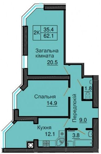 2-кімнатна 62.1 м² в ЖК Sofia Nova від 25 000 грн/м², с. Новосілки