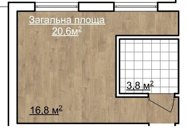 1-комнатная 20.6 м² в ЖК Geneva от 18 500 грн/м², с. Софиевская Борщаговка