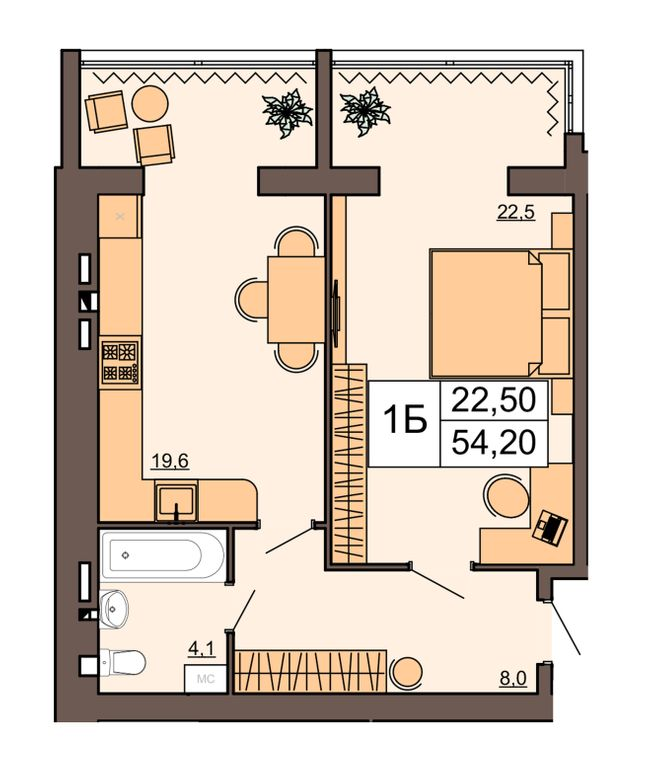 1-комнатная 54.2 м² в ЖК Шоколад от 15 100 грн/м², Ровно