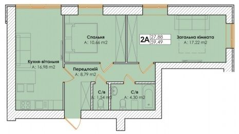 2-комнатная 59.49 м² в ЖК Life от 18 000 грн/м², пгт Гостомель
