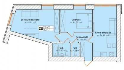 2-комнатная 60.17 м² в ЖК Life от 18 000 грн/м², пгт Гостомель
