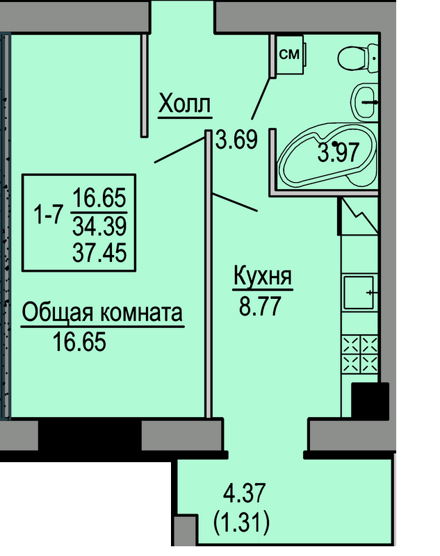 1-кімнатна 37.45 м² в ЖК Софіївська сфера від 21 000 грн/м², с. Софіївська Борщагівка