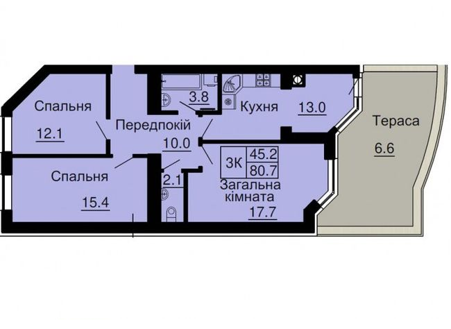 3-кімнатна 80.7 м² в ЖК Софія Сіті від 32 000 грн/м², с. Софіївська Борщагівка