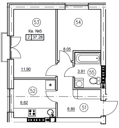 2-кімнатна 37.28 м² в ЖК Затишний (вул. Січова, 31) від 24 650 грн/м², с. Софіївська Борщагівка