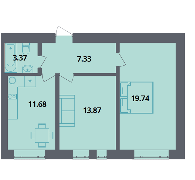 2-комнатная 55.99 м² в ЖК Европейка от 25 000 грн/м², с. Софиевская Борщаговка