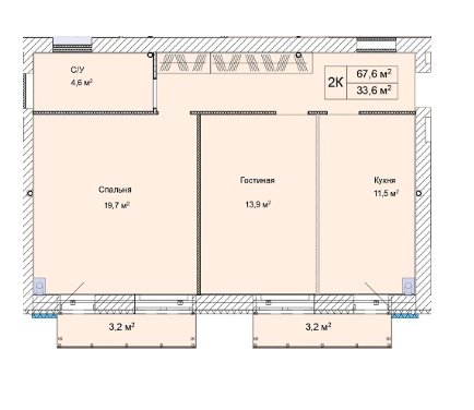 2-комнатная 67.6 м² в ЖК Дмитрий-Александровский от 15 600 грн/м², с. Ходосовка