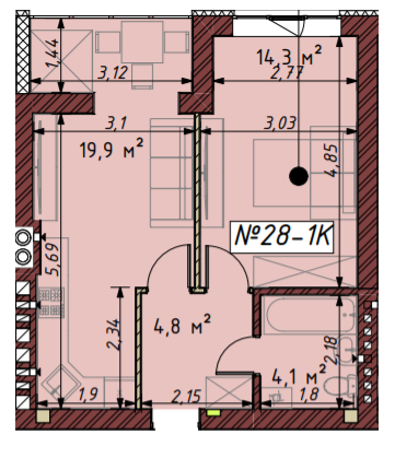 1-комнатная 43.1 м² в ЖК Гостомельские Липки-5 от 12 500 грн/м², пгт Гостомель