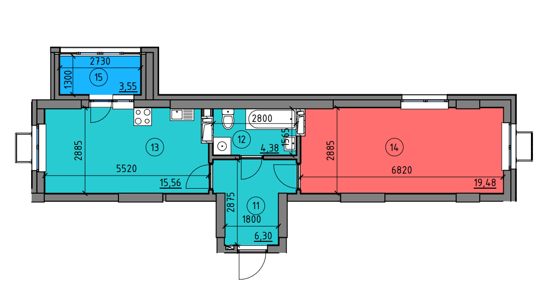 1-комнатная 49.27 м² в ЖК Чаривне Мисто от 30 990 грн/м², Киев