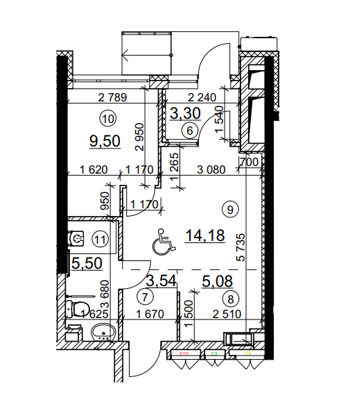 2-комнатная 41.1 м² в МФК Курнатовского от 22 200 грн/м², Киев