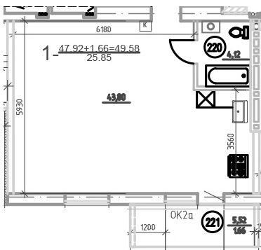 1-комнатная 49.58 м² в ЖК Слобожанская Слобода от 21 000 грн/м², пгт Слобожанское