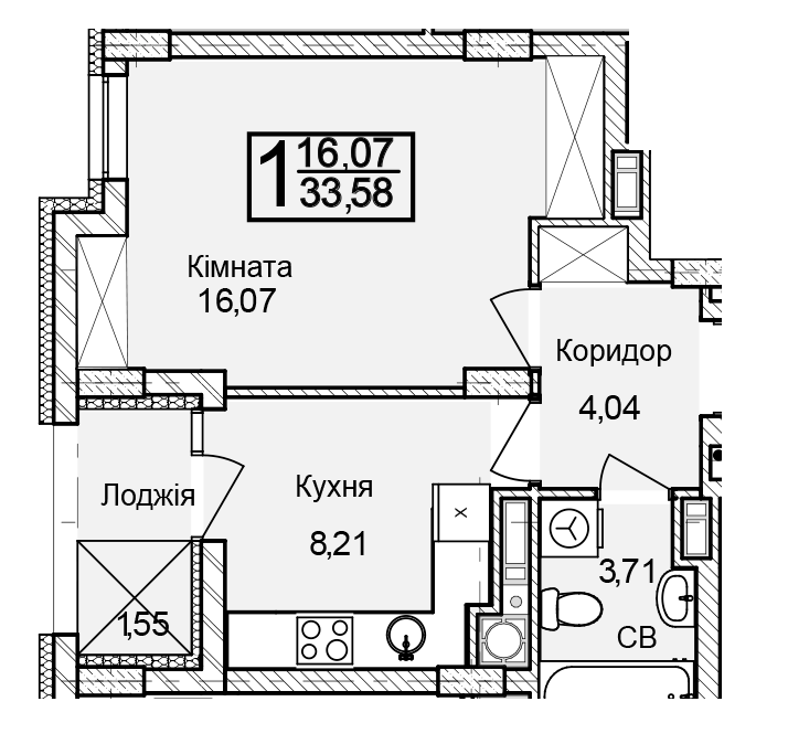 1-кімнатна 33.58 м² в ЖК Леополь Таун від 19 000 грн/м², Львів