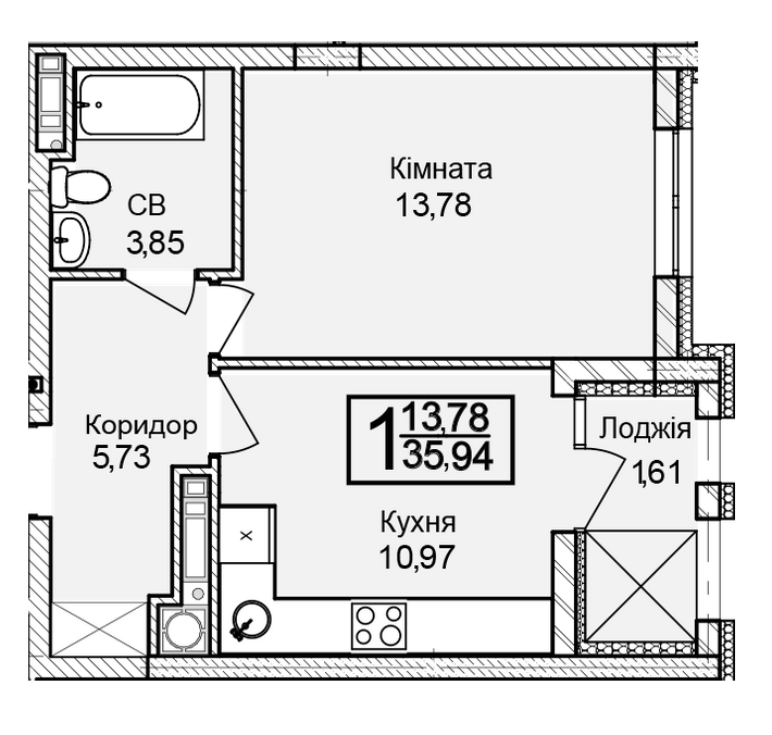1-комнатная 35.94 м² в ЖК Леополь Таун от 25 000 грн/м², Львов