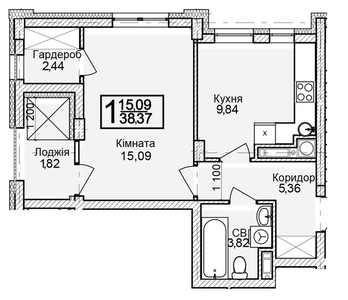 1-комнатная 38.37 м² в ЖК Леополь Таун от 19 000 грн/м², Львов