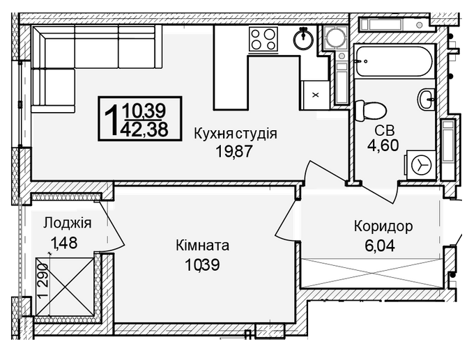 1-кімнатна 42.38 м² в ЖК Леополь Таун від 19 000 грн/м², Львів