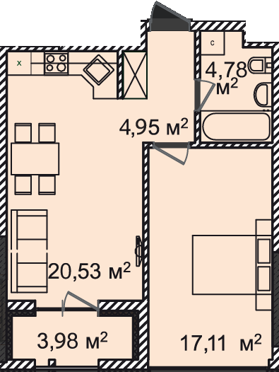 1-кімнатна 53.81 м² в ЖК Montreal House від 55 267 грн/м², Київ