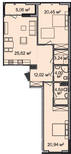 2-кімнатна 95.77 м² в ЖК Montreal House від 56 129 грн/м², Київ