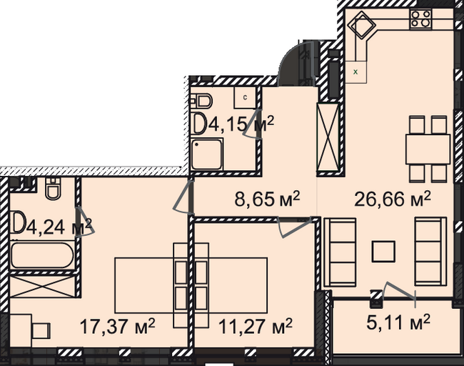 3-кімнатна 73.4 м² в ЖК Montreal House від 53 927 грн/м², Київ