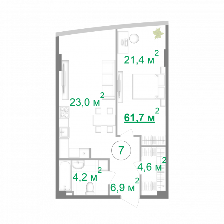 1-кімнатна 61.8 м² в БФК Intergal City від 56 896 грн/м², Київ