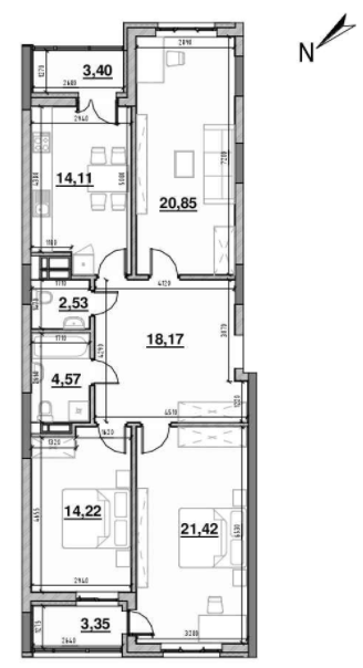 3-комнатная 101.74 м² в ЖК Львовская Площадь от 47 562 грн/м², Киев