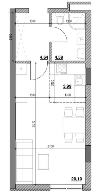 1-кімнатна 33.32 м² в ЖК Голоські кручі від 30 400 грн/м², Львів