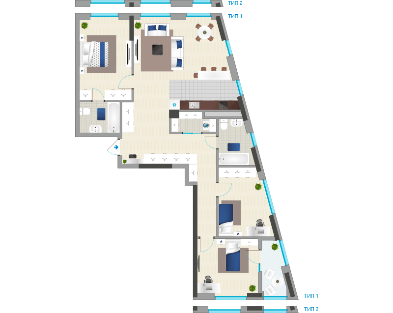 3-кімнатна 109 м² в ЖК Славутич 2.0 від 23 700 грн/м², Київ