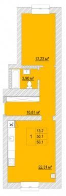 1-кімнатна 50.1 м² в ЖК Caramel Residence від 21 000 грн/м², Луцьк