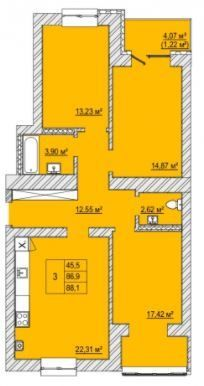 3-комнатная 88.1 м² в ЖК Caramel Residence от 19 500 грн/м², Луцк