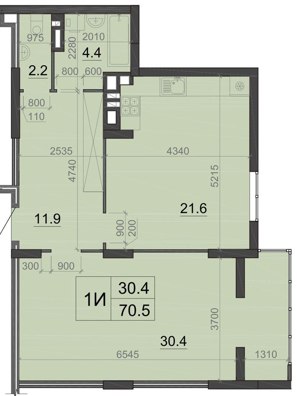 1-кімнатна 70.5 м² в ЖК Визави від 19 000 грн/м², Луцьк