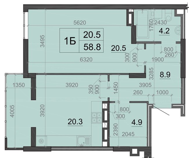 1-комнатная 58.8 м² в ЖК Визави от 19 000 грн/м², Луцк