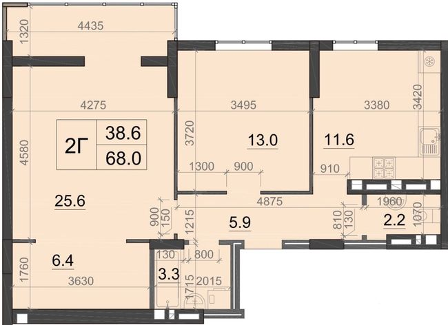 2-кімнатна 68 м² в ЖК Визави від 18 500 грн/м², Луцьк