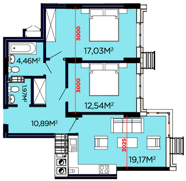 2-комнатная 66.06 м² в ЖК Счастливый от 21 200 грн/м², Львов