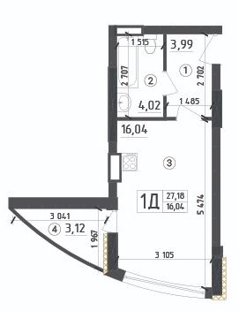 1-комнатная 27.18 м² в ЖК Aquamarine от 20 950 грн/м², г. Украинка