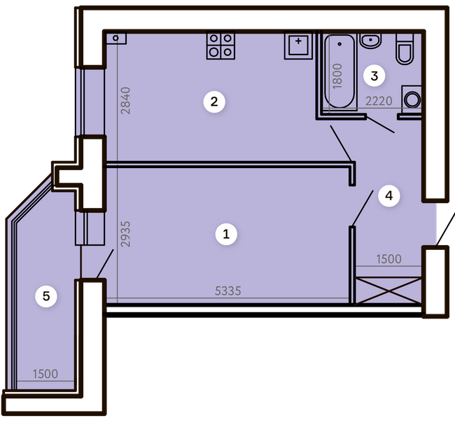 Продаж 1-кімнатної квартири 42.92 м², Центральний бул., 28