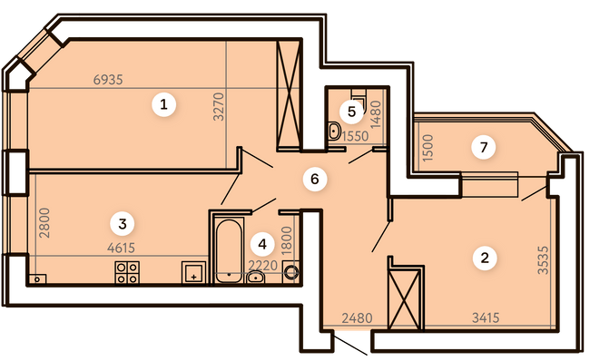 2-комнатная 69.69 м² в ЖК Kvartal от 19 500 грн/м², Запорожье