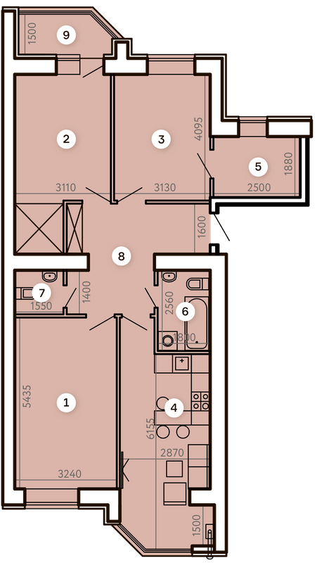 3-комнатная 88.26 м² в ЖК Kvartal от 36 000 грн/м², Запорожье