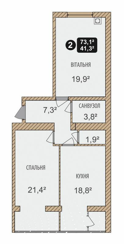 2-кімнатна 73.1 м² в ЖК Автобіографія від 14 500 грн/м², Хмельницький