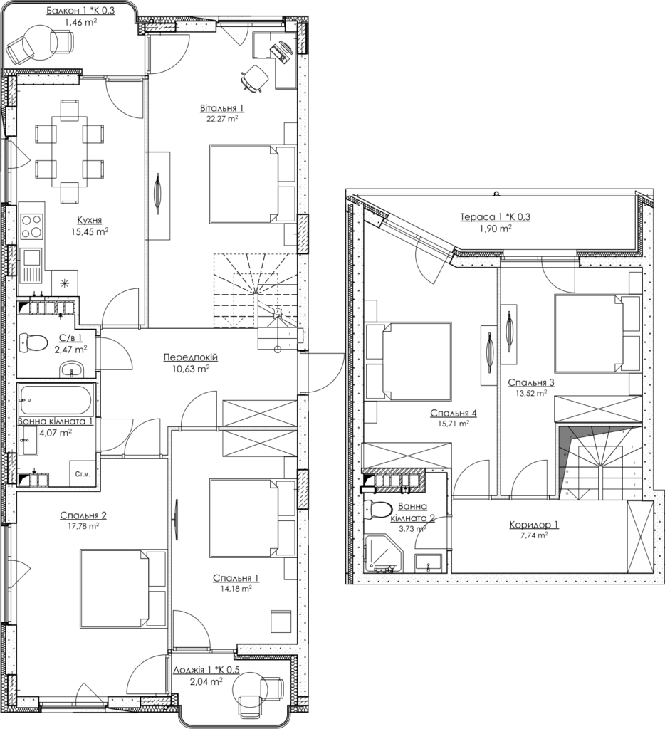 Дворівнева 133.58 м² в ЖК O2 Residence від 32 029 грн/м², Київ