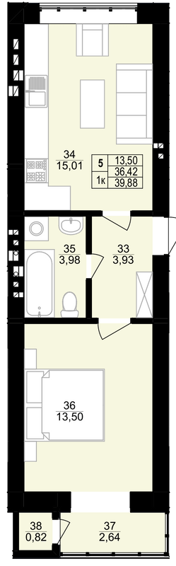 1-комнатная 39.88 м² в ЖК Грушевского от 16 350 грн/м², г. Винники