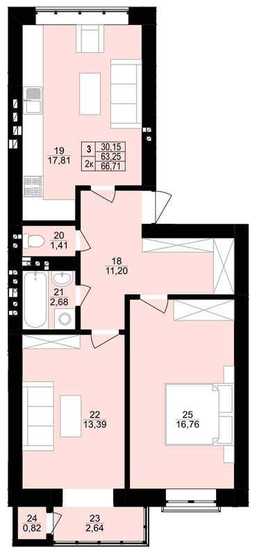 2-кімнатна 66.71 м² в ЖК Грушевського від 15 150 грн/м², м. Винники