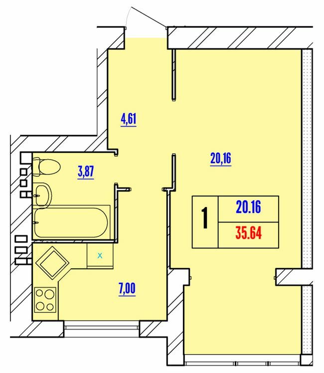 1-комнатная 35.64 м² в ЖК Avila Line от 12 000 грн/м², Хмельницкий